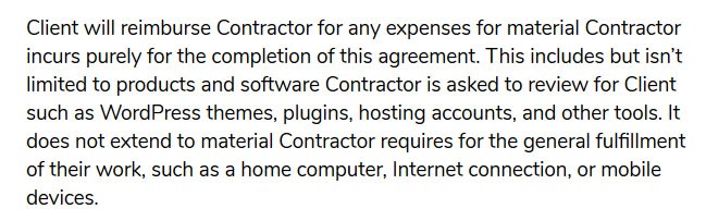 freelance contract template reimbursement