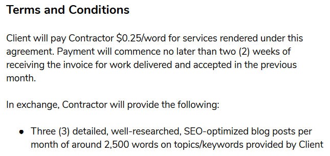 freelance contract template terms and conditions example